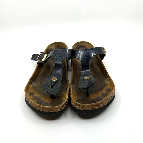 Birkenstock Gizeh Black Metallic Thong Sandals Women's 8 US - Picture 4 of 9